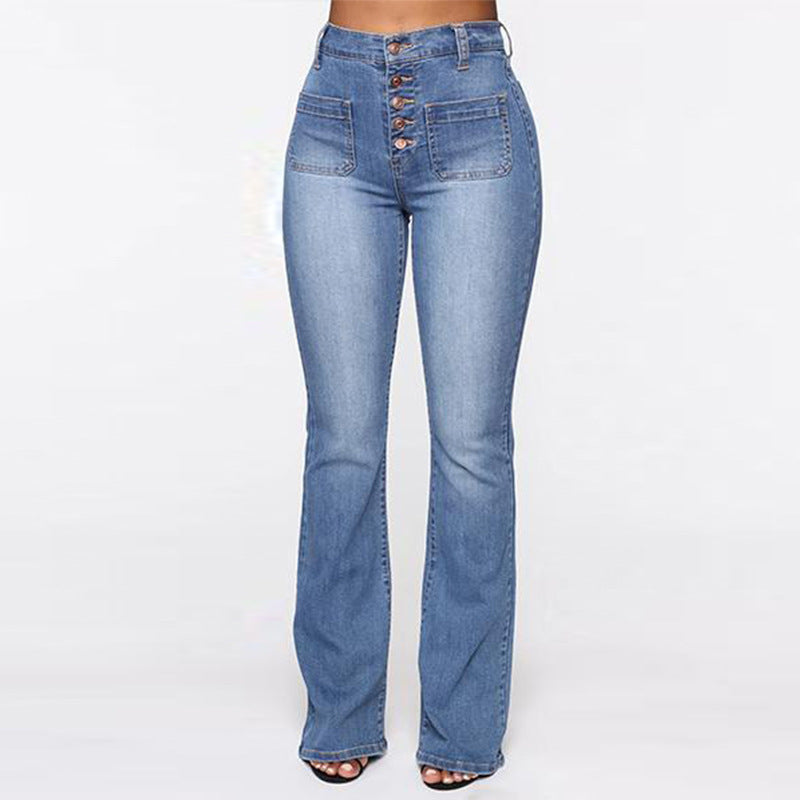 Patch Pocket High Waist Denim