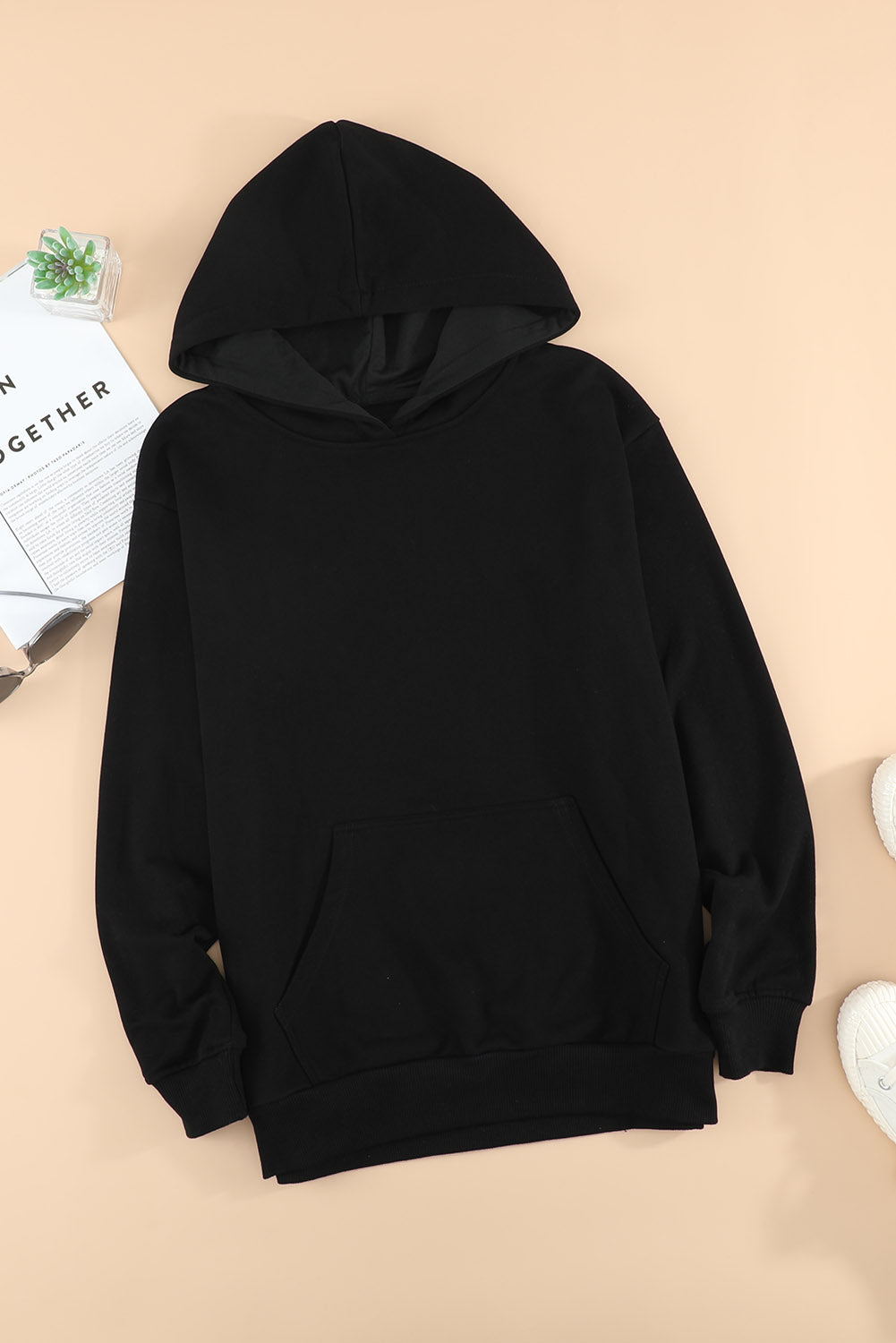 Dropped Shoulder Kangaroo Pocket Hoodie