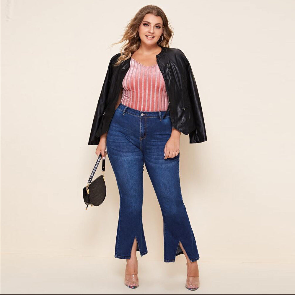 Plus Size Slim Wide Legs Jeans