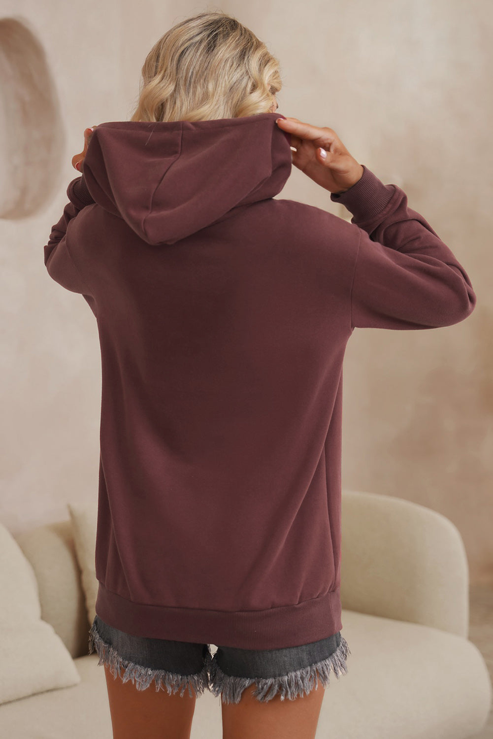 Dropped Shoulder Kangaroo Pocket Hoodie