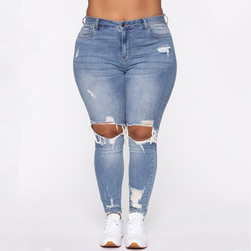 Ripped Ladies Denim Jeans