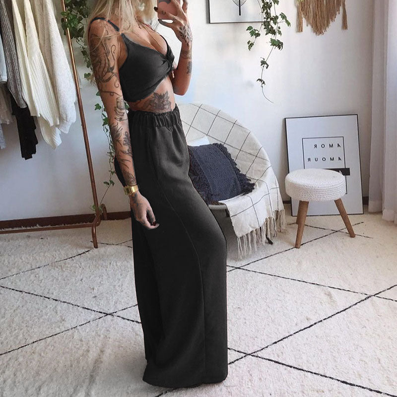 Tube Top Loose Wide Leg Pants Set