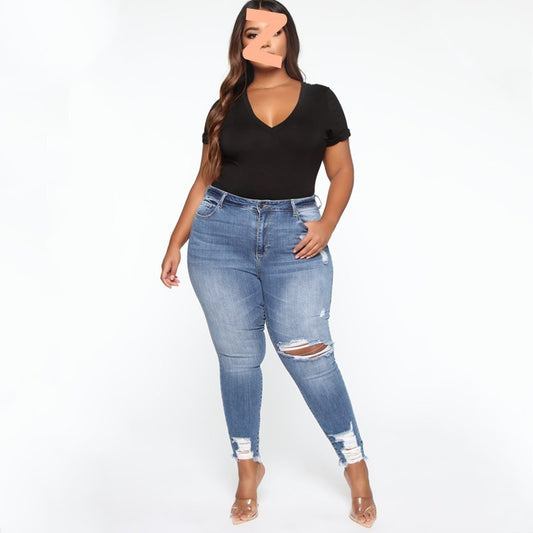 Ripped Ladies Denim Jeans