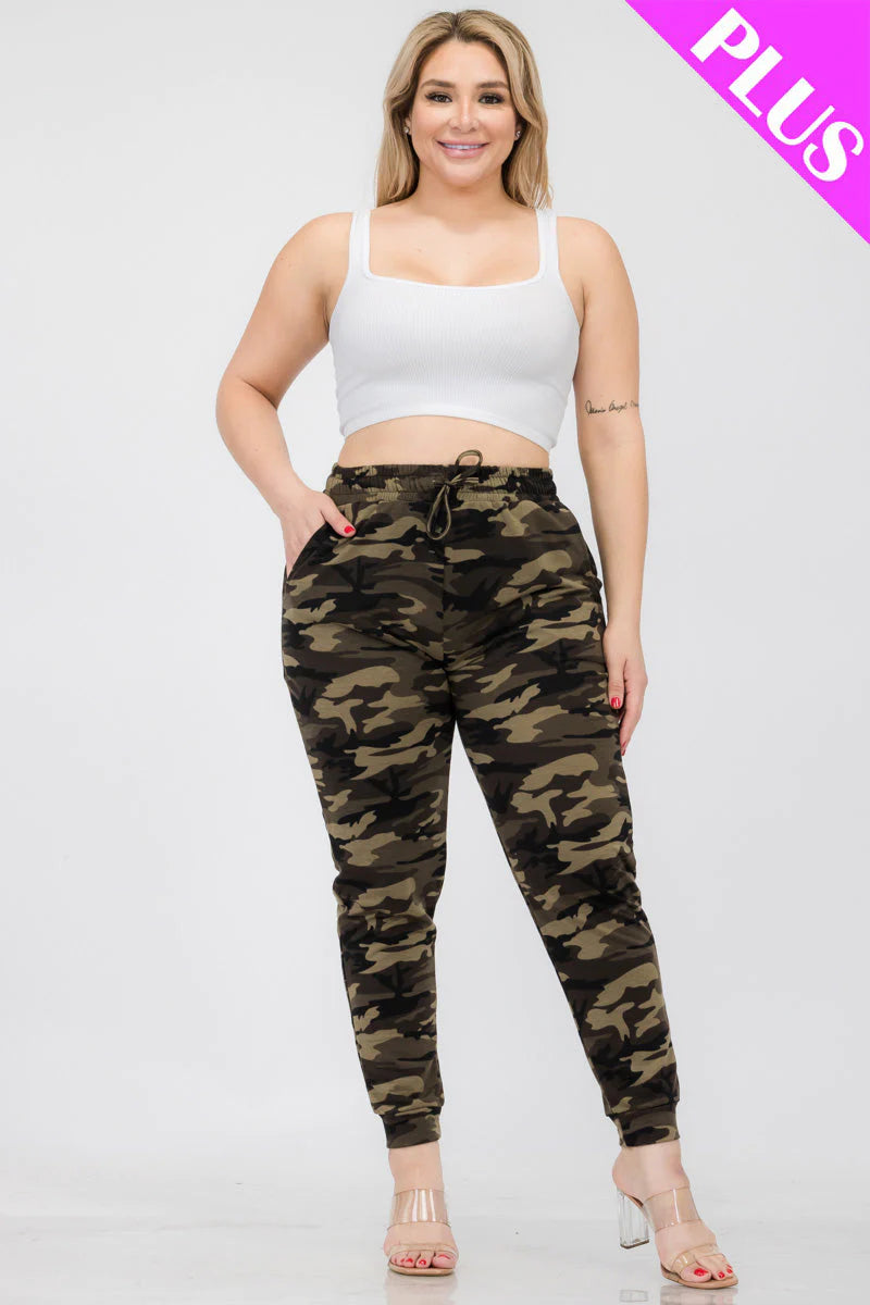 Plus Size French Terry Camo Print Joggers (CAPELLA)