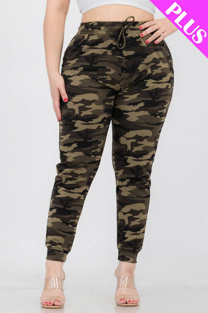 Plus Size French Terry Camo Print Joggers (CAPELLA)