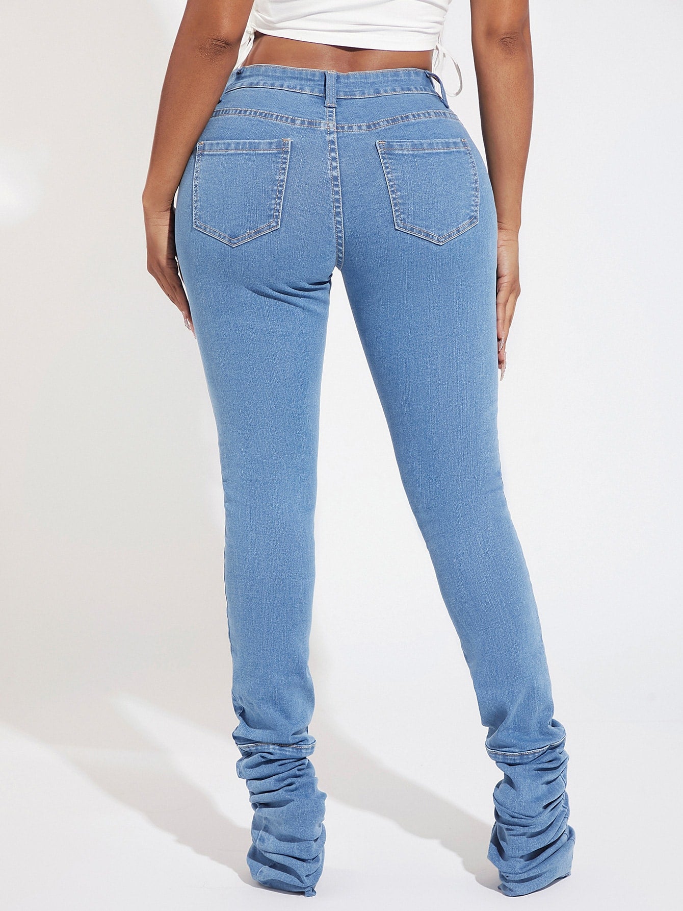 SHEIN SXY Ruched Skinny Jeans