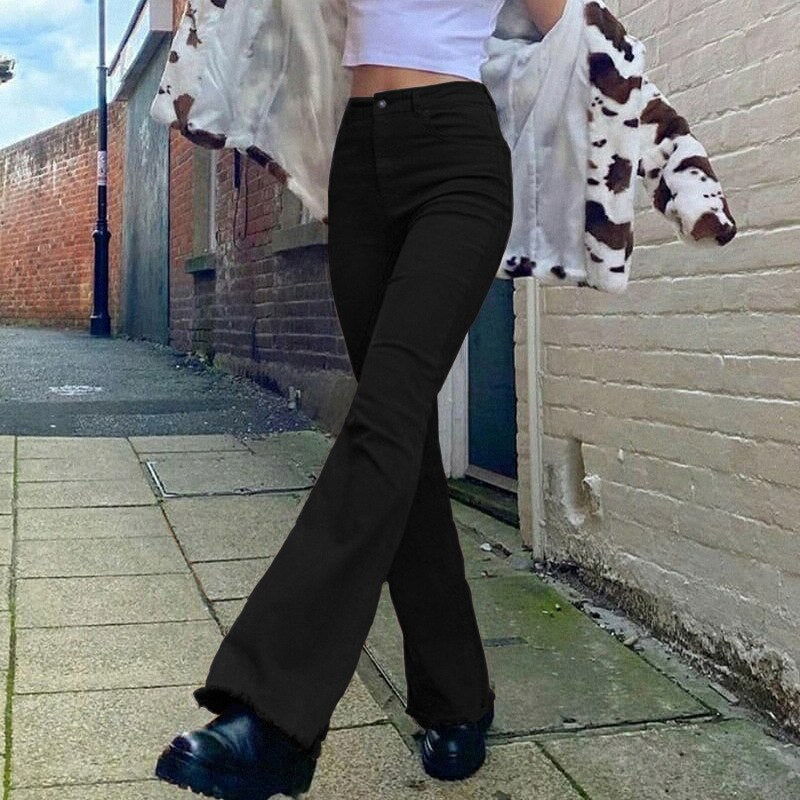 Woman High Waist Vintage  Flared Jeans  