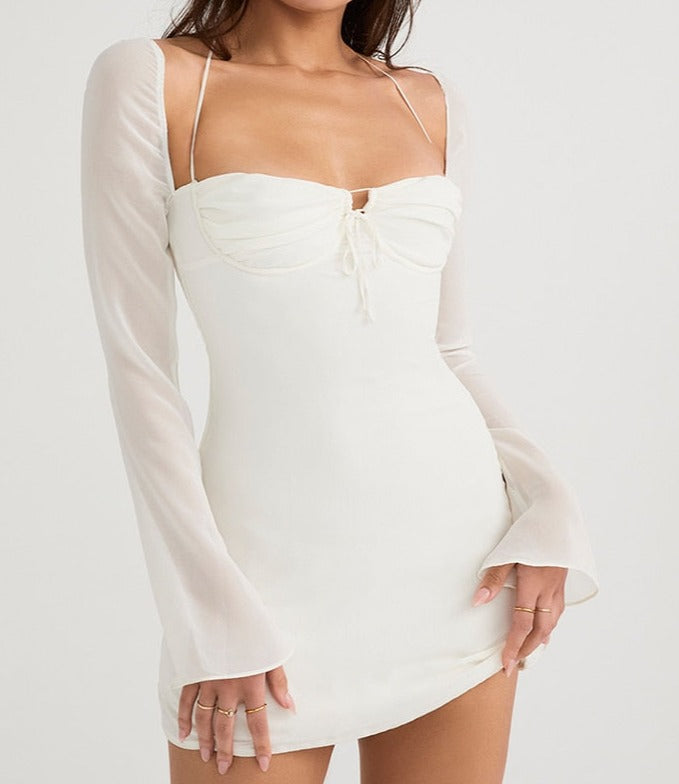 Elegant White Halter Dresses