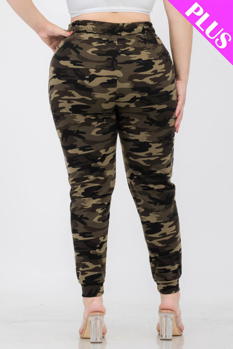 Plus Size French Terry Camo Print Joggers (CAPELLA)