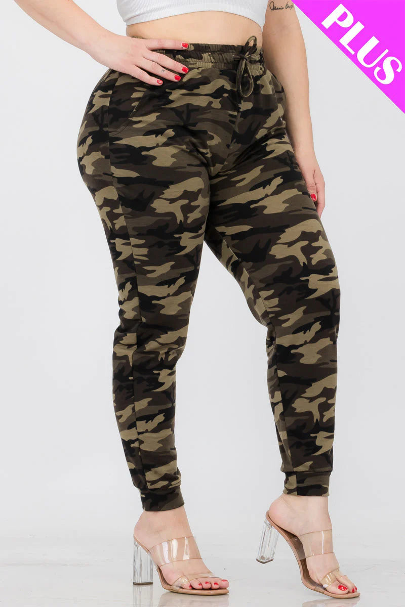 Plus Size French Terry Camo Print Joggers (CAPELLA)